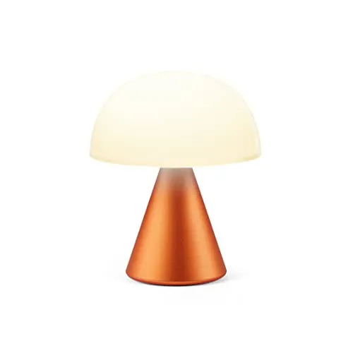 Lexon MINA M Wiederaufladbare kabellose LED-Tischlampe, für Nachttisch oder Schreibtisch, mit Dimmer, bis zu 12 Stunden Akkulaufzeit - Aluminium Orange