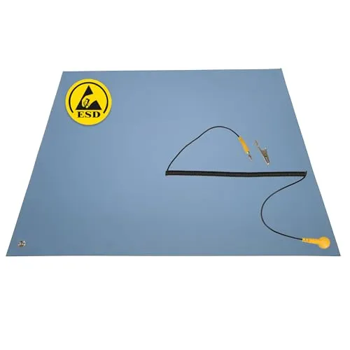 Minadax 40 x 30cm BLAU Antistatik ESD Computer Matte Tischmatte „Premiumqualität“ + Anschlusskabel