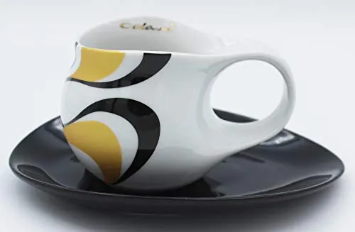 Luigi Colani Espressissimotasse mit Untertasse 0,04l / 40ml Wave Black Espressotasse Espresso Tasse Gold & schwarz