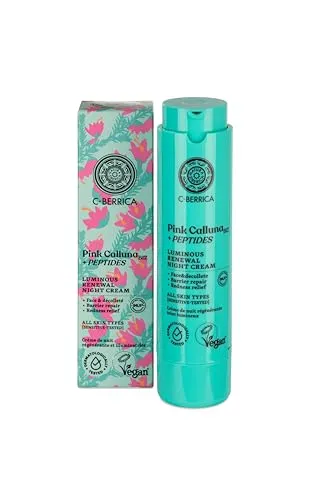 Natura Siberica C-Berrica Pink Calluna Luminous Renewal Night Cream – Nachtcreme mit Hyaluronsäure & Peptiden – Regeneration, Feuchtigkeit & Glow gegen müde Haut und erste Falten – 50 ml