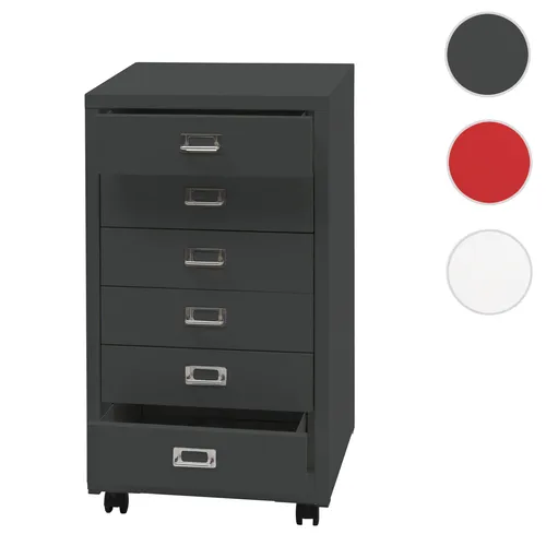 Rollcontainer HWC-L49 - 6 Schubladen Aktenschrank - Aktenschrank aus robustem Metall, mit 6 Vollauszug-Schubladen für optimalen Zugriff und wählbarer Farboption, ideal für Büroorganisation.