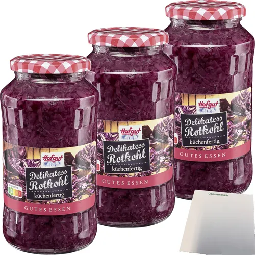 Hofgut Delikatess Rotkohl 3er Pack 3x720ml Glas usy Block