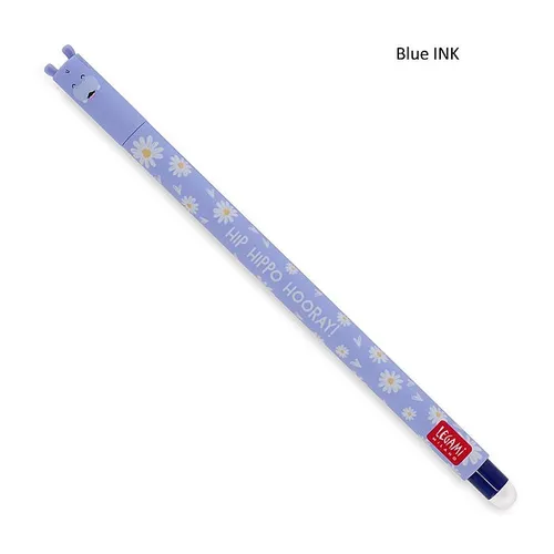 LEGAMI Löschbarer Gelschreiber Nilpferd - Thermoempfindliche blaue Tinte, 0,7 mm Spitze, kreativ und umweltfreundlich im 2er Set