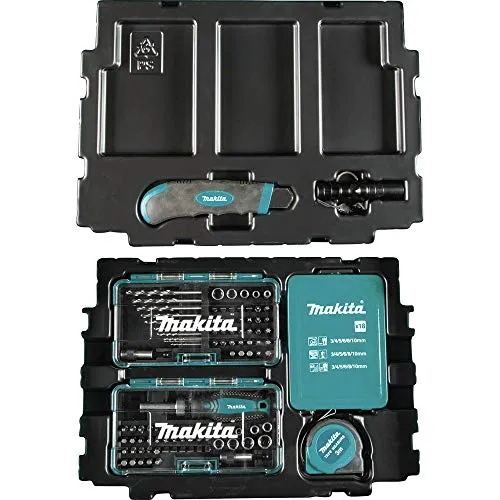 Makita Bohrer- und Bitset 116 tlg - B-49884, inklusive Taschenlampe und Ratschenschraubendreher für vielseitige Einsatzmöglichkeiten