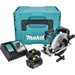 Makita DSS 611 RMJ Akku Handkreissäge 18 V - Kabellose Handkreissäge mit 165 mm Sägeblatt, inklusive 2x 4,0 Ah Lithium-Ionen Akkus und Ladegerät – ideal für präzise Schnitte unterwegs.