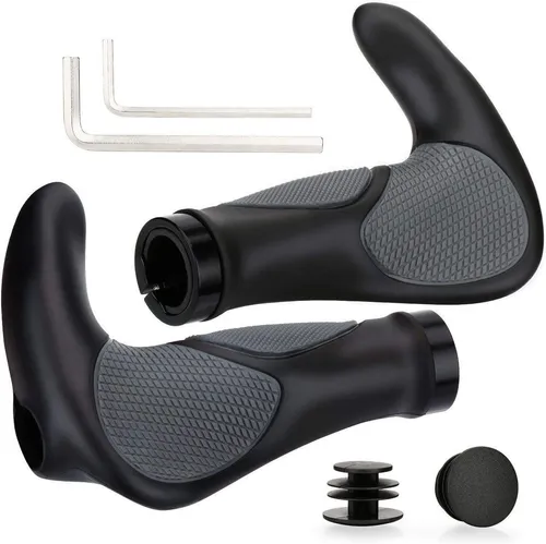 Refined Living Fahrradlenkergriff Fahrradgriffe ergonomisch Fahrrad Lenker Griffe mit Bar Ends,1 Paar (rutschfest & einfach zu montieren, für MTB & BMX, 1-St., Zwei Seiten Lock-On Design aus rutschfestem Gummi), Geeignet für Fahrräder,Mountainbikes,Scooter mit 22 mm Durchmesser.