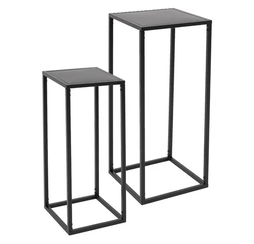 ML-DESIGN Blumenständer Set aus Metall - Wetterfestes 2er Set Blumenständer aus robustem Metall in Schwarz, ideal für dekorative Pflanzenpräsentation im Innen- und Außenbereich.