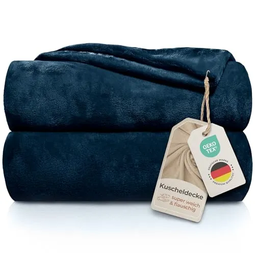 Gräfenstayn® Kuscheldecke flauschig & super weich - hochwertige Fleecedecke auch als Wohndecke, Tagesdecke, Sofadecke & Wohnzimmer geeignet - Überwurf Decke Sofa & Couch (Blau, 200x150 cm)
