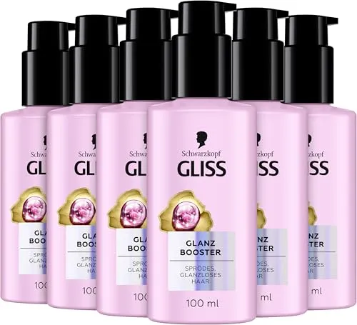 GLISS Glanz Booster Haarserum (6x 100 ml), Haarpflege-Serum sorgt für brillanten Glanz, Leave in Haarpflege für langanhaltend seidiges, 100% stärkeres Haar