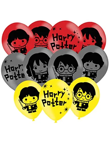 Amscan 9905196 – Harry Potter Geburtstagsparty 27,9 cm Latex-Luftballons – 6 Stück, Gelb,grau,rot