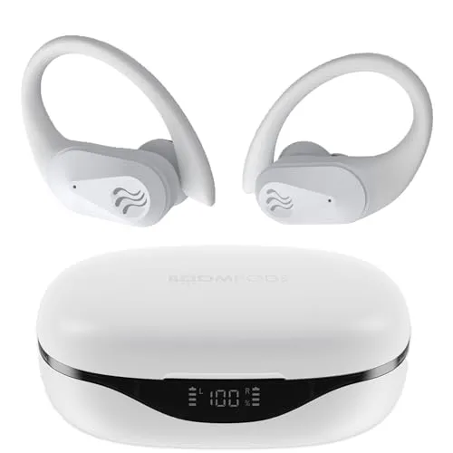 Boompods Sportpods Ocean Bluetooth Kopfhörer - Kabellos Sport-Ohrhörer mit ENC-Mikrofon, IPX4 Wasserdicht und 25 Std Akkulaufzeit, Schweißresistent In-Ear Kopfhörer für Fitness & Training, Weiß