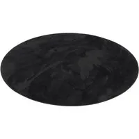Pergamon Hochflor Teppich, Schwarz, Rund 120x120 cm - Eleganter Hochflorteppich aus 100% Polyester, weich und pflegeleicht. Ideal für stilvolle Einrichtungen mit rutschfester Unterseite für sicheren Halt.