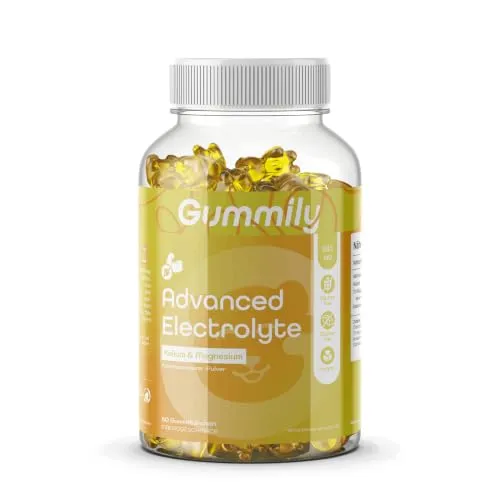 Gummily® Advanced Electrolyte mit Kalium & Magnesium, 60 Gummibärchen | Elektrolyt-Gummibärchen mit Magnesium & Kalium | Kokoswasser-Pulver | Vegan, zuckerfrei & glutenfrei | Mangogeschmack