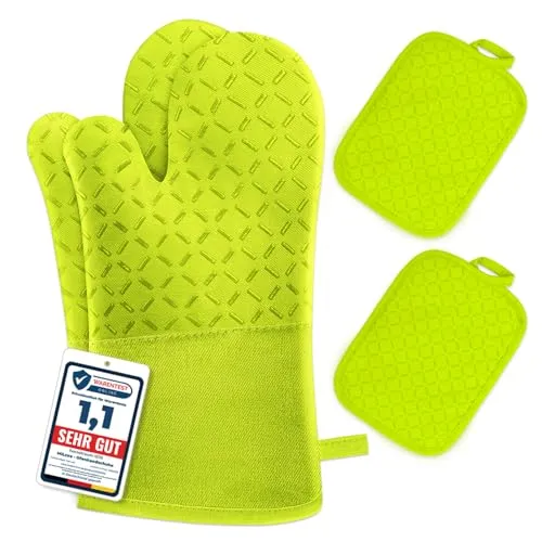 MILcea Ofenhandschuhe Topflappen Topfhandschuhe 4er Set in grün von MILcea