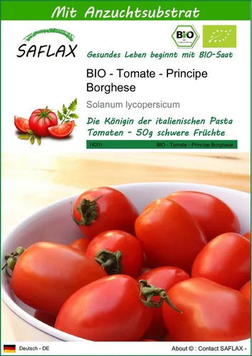 SAFLAX Gemüsesamen SAFLAX - Samen und Substrat - BIO - Tomate - Principe Borghese