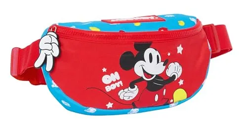 Safta Mickey Mouse Fantasc Gürteltasche für Kinder, ideal für Jugendliche und Kinder verschiedener Altersgruppen, bequem und vielseitig, Qualität und Widerstandsfähigkeit, 23 x 9 x 14 cm, Blau/Rot,