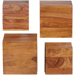 Mid.you Wandregal aus Sheesham, 4-teilig - Hängendes Regal aus massivem Sheeshamholz mit rustikalem Charme und Wasserlack-Finish, ideal zur stilvollen Präsentation Ihrer Lieblingsstücke.