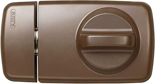 ABUS Tür-Zusatzschloss 7010A mit Alarm, braun - Schließtechnik mit lauter Alarmfunktion, sorgt für maximale Sicherheit an Ihrer Eingangstür mit 3D-Alarm-Sensorik und robustem Ovalriegel aus Spezialstahl.
