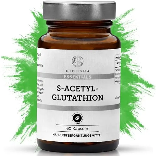 QIDOSHA® S Acetyl Glutathion Kapseln 250mg - Aminosäuren, stabilisiert durch Acetylierung für bessere Bioverfügbarkeit, 100% natürlich aus Fermentation und ohne synthetische Zusatzstoffe.