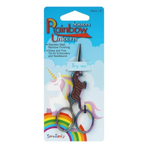 Hemline Stickschere im Einhorn-Regenbogen-Design (10 cm/ 4