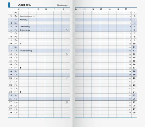 Baier & Schneider Taschenkalender Ersatzkalendarium 2027 für Mod 750 weiß