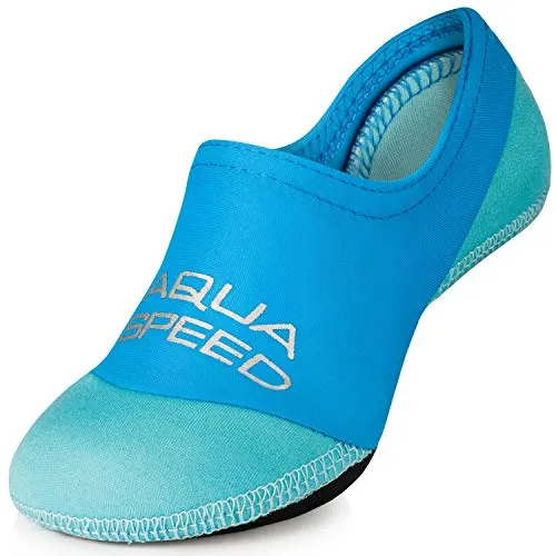 Aqua Speed Badesocken Kleinkind | Socks für Kinder | Neoprensocken rutschfest | Blaue Schwimmsocken Neopren | Aquasocken Baby | Wasser Socken leicht | Gr. 20-21, Blau - Hell Blau | Neo