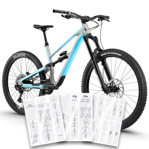 unleazhed Bike Protection BP01 Frame Edition Runes of Shred Black GLÄNZEND| Rahmenschutzfolie für Mountainbikes | Made in Germany | 35 -teiliges komplett Rahmenschutz-Set | extrem reißfest