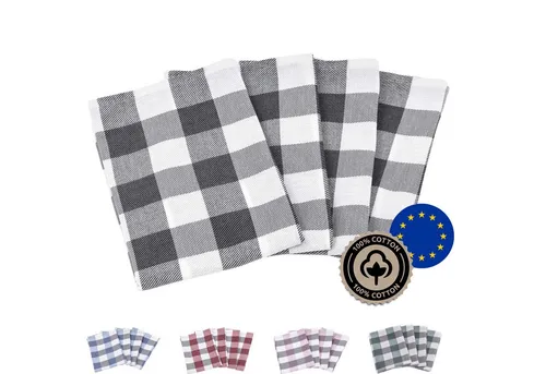 Zestri Geschirrtuch 4er-Set kariert aus 100% Baumwolle, (4 Stück), mit Aufhänger - Geschirrtücher für Küche - saugstark