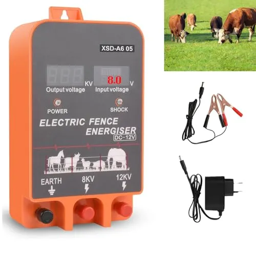 230V Weidezaungerät mit LED Anzeige - 2J Output für 10 km Reichweite - Nutztierzäune mit 8~12 kV einstellbarer Spannung, ideal für große Tiere. Mit Echtzeit-LED-Anzeige und mehreren Energieoptionen für flexiblen Einsatz überall.