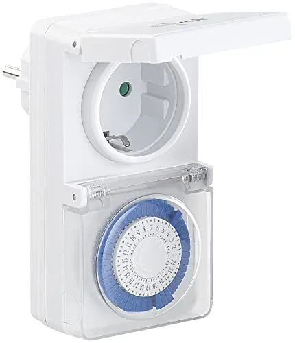 revolt Zeitschaltuhr außen: Mechanische Outdoor-Zeitschaltuhr, IP44, 30 Min., Kindersicherung (Zeitschaltuhr draußen, mechanisch aussen, Weihnachtsbaumbeleuchtung)