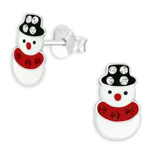 Schneemann Kinder Ohrringe aus 925 Silber für Mädchen Damen