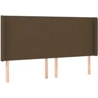 vidaXL Kopfteil mit Ohren Dunkelbraun 163x16x118/128 cm - Klassisches Kopfteil mit Ohren, höhenverstellbar und aus strapazierfähigem, atmungsaktivem Stoff für optimalen Komfort beim Lesen oder Fernsehen im Bett.