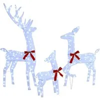 vidaXL Rentierfamilie 3 Stk - Moderner Weihnachtsdeko - Moderne Rentierfamilie aus hochwertigem Stoff, ideal für festliche Dekoration. Mit 8 LED-Blitzmodi und praktischer USB-Verbindung für flexible Platzierung im Innen- und Außenbereich.