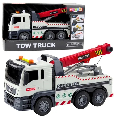 Bau-LKW mit einstellbaren Kranlichtern und Geräuschen, Weiß