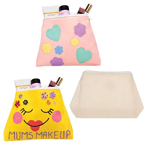 Baker Ross Stoff Kulturbeutel zum Selbstgestalten (3 Stück) Kleine Geschenke für Kinder zum Basteln und Dekorieren zur Frühlingszeit