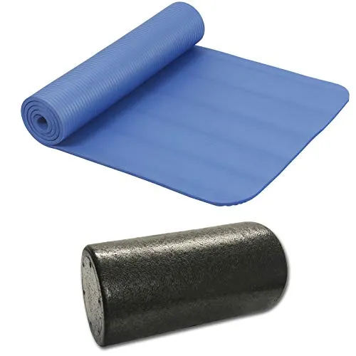 HAC24 Set Gymnastikmatte 190cm x 60cm x 1cm & Gymnastikrolle Yogamatte Yogarolle Sportmatte Faszienrolle