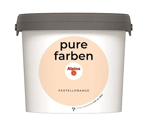 Alpina Pure Farben Pastellorange 2,5 Liter - Farben, scheuerbeständig und ideal für Innenräume, schafft eine warme Atmosphäre und ist leicht zu verarbeiten.