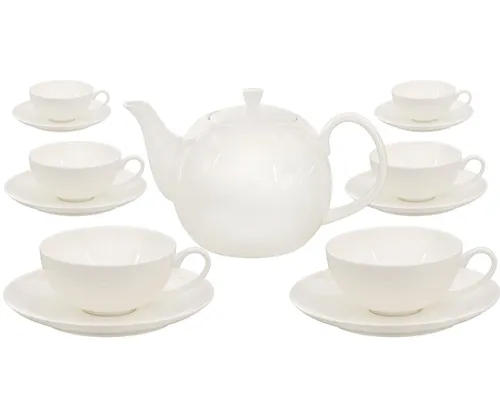 Buchensee Teeset / Teeservice / Teekanne mit 6 Tassen und Untertassen, Porzellan