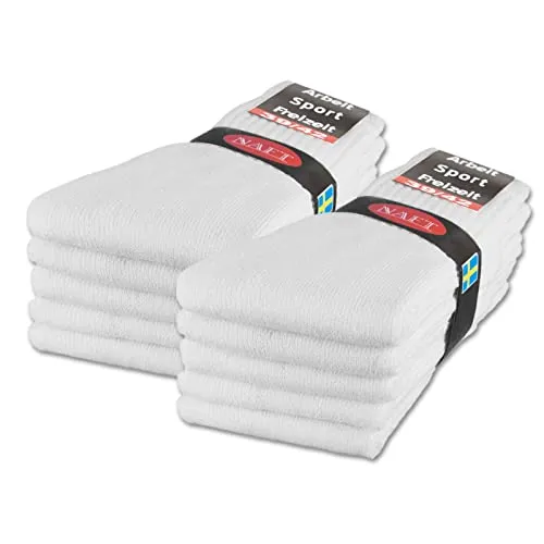 sockenkauf24 10 | 20 | 30 Paar Sportsocken Tennissocken Arbeitssocken Herren & Damen Socken Baumwolle (47-50, 10 Paar | Weiß)