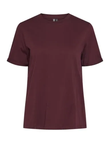 PIECES Damen Pcria Ss Fold Up Tee Stripes Noos Bc, Tawny Port,M