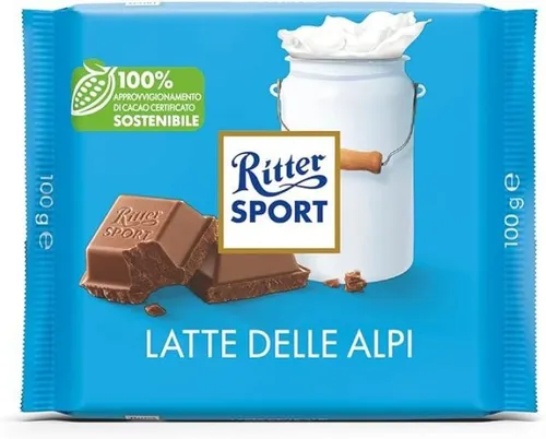 TAVOLETTA DI CIOCCOLATO AL LATTE DELLE ALPI RITTER SPORT 100 GR