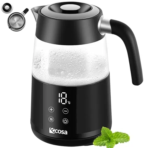 Ecosa® Wasserkocher mit Temperatureinstellung Glas Edelstahl