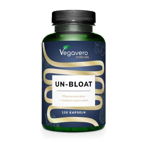 Vegavero Un-Bloat Kapseln | 120 Stück | Vegane Enzym- und Pflanzenextrakt-Mischung