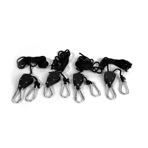 Seilratsche (4 Stück) - bis. 50kg Tragkraft - LED - Lampen Aufhänger | Grow Box| AKF | Lüfter Flaschenzug für Indoor Pflanzen Zelte Grow | Growzelte | Grow Tents