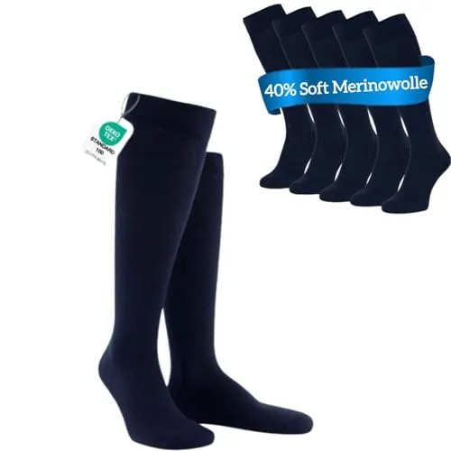 NERS Kniestrümpfe aus Merinowolle (3-6 Paar) für Damen & Herren - Hochwertige Kniestrümpfe aus Merinowolle mit Komfortbund: Atmungsaktiv und hautfreundlich, ideal für empfindliche Haut. Langlebig und pflegeleicht – perfekter Begleiter für jeden Anlass.