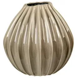 Broste Copenhagen Wide Vase L Rainy Day Grey - Vase in modernem Design aus hochwertiger Keramik, ideal für üppige Blumenarrangements und vielseitig einsetzbar in Wohnzimmer, Esszimmer oder Büro.