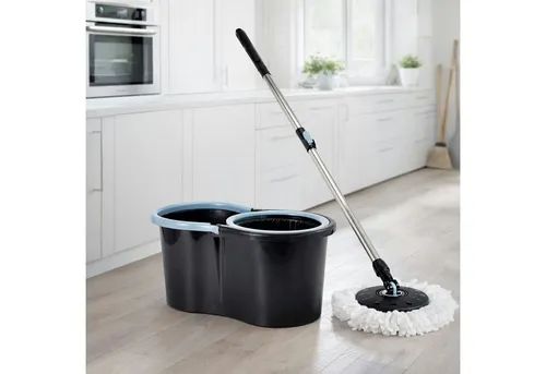 Koopman Bodenwischer-Set Bodenreiniger 14L Rundkopf Mikrofaser, (2-St), 2 Fächer, 14 Liter, 360° drehbar, Teleskopstiel