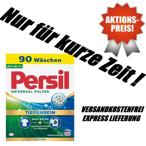 Persil Vollwaschmittel Universal Pulver - Tiefenrein Technologie für strahlende Wäsche, hygienische Frische und 100% recycelbare Verpackung