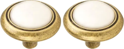 2x Schubladenknopf Porzellan Keramik 32 mm – Möbelknopf im Vintage Antik Stil