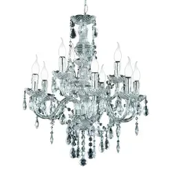 Reality Trio 9-flammiger Kronleuchter aus klarem Acryl in silber von TRIO Leuchten